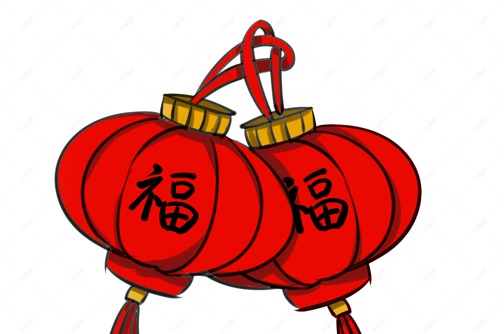 卡通手绘新春佳节装饰插画