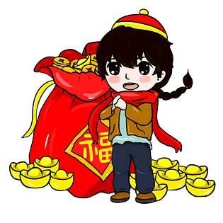 春节拜大年发财童子插画