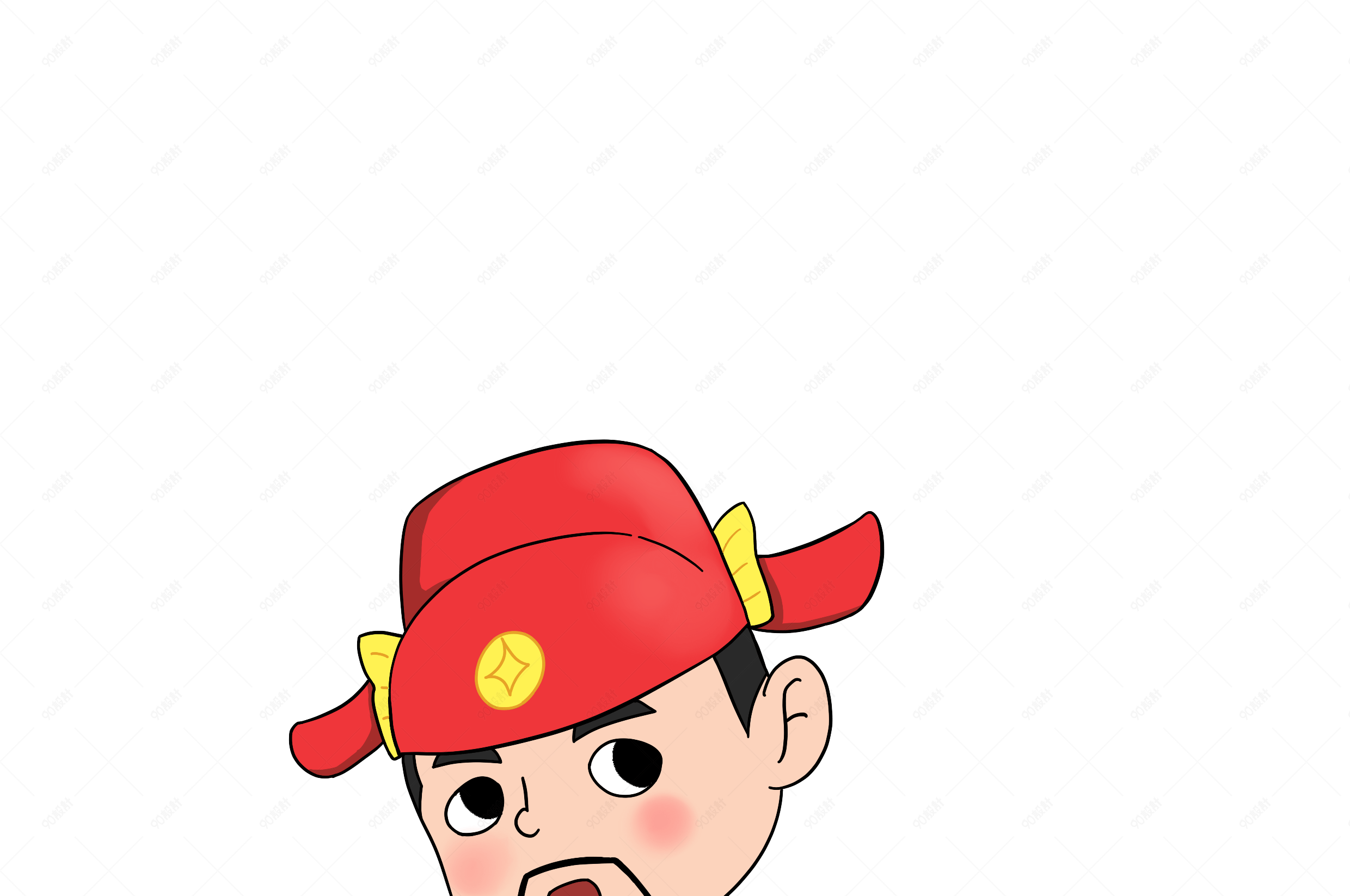 卡通手绘弹琴的财神插画