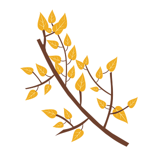 矢量卡通黄色秋叶树枝