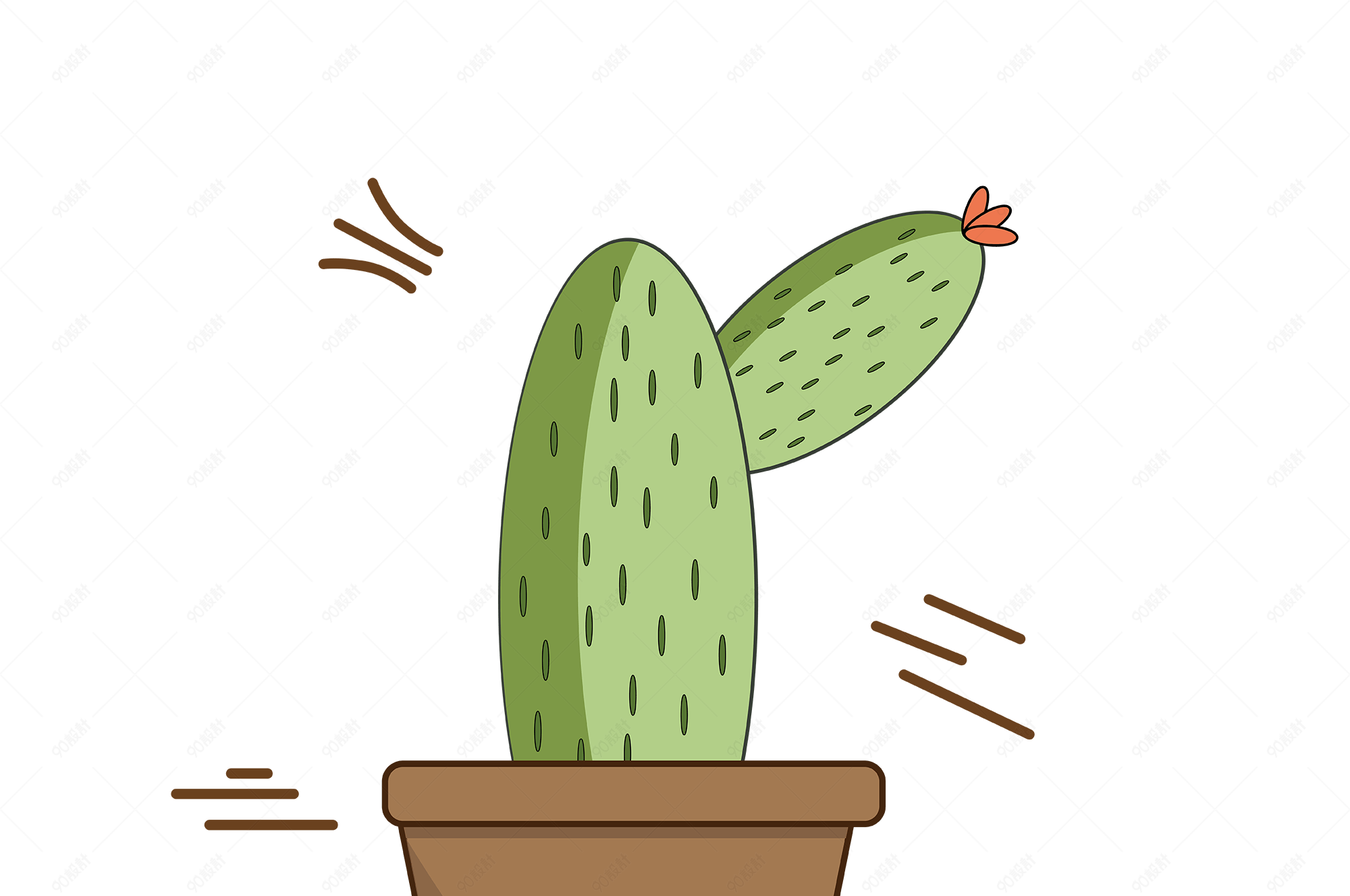 矢量卡通仙人掌花盆