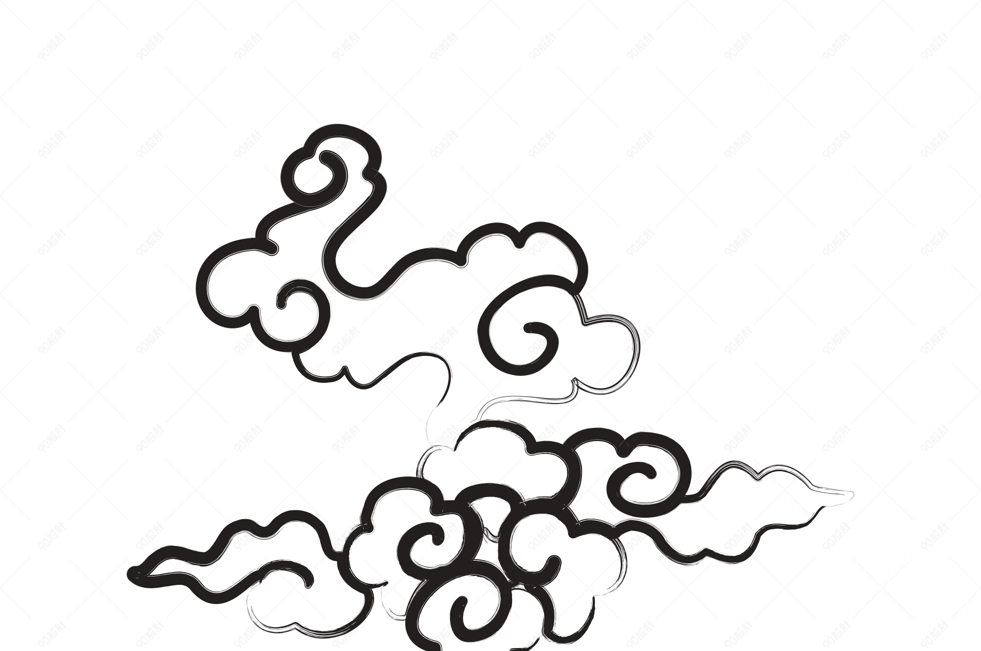 水墨矢量中国风祥云云纹装饰元素
