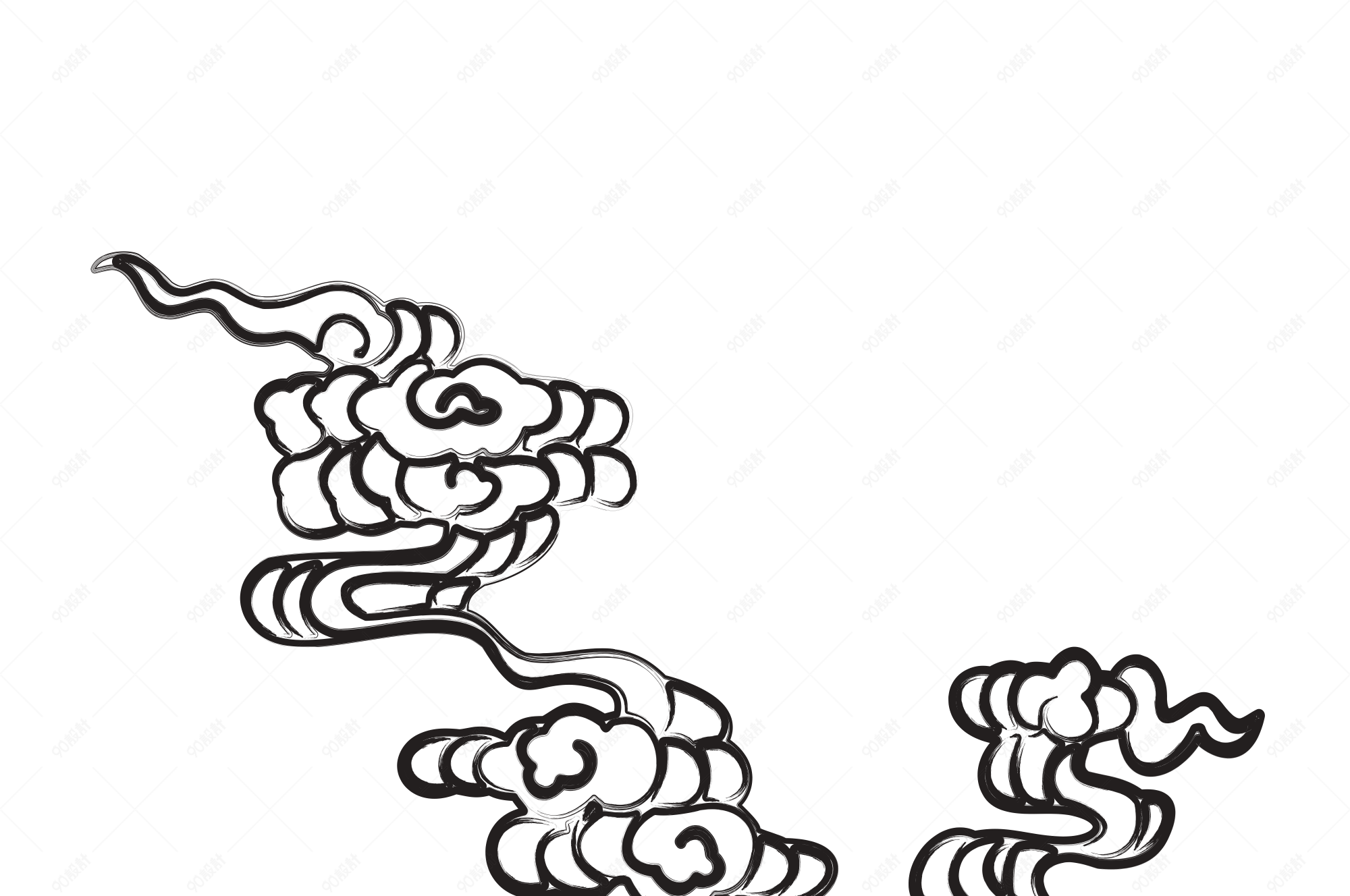中国风水墨墨迹矢量祥云云纹装饰元素