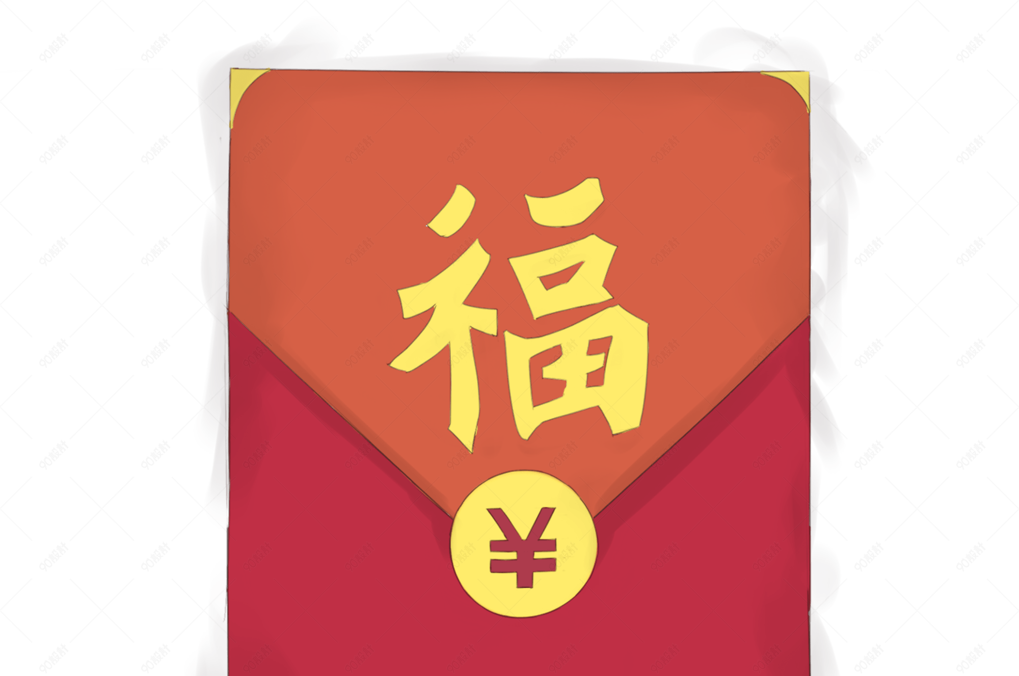手绘大红红包插画