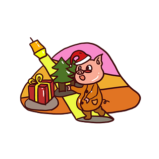 2019年金猪圣诞小猪PNG插图