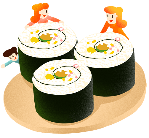 年夜饭紫菜包饭插画