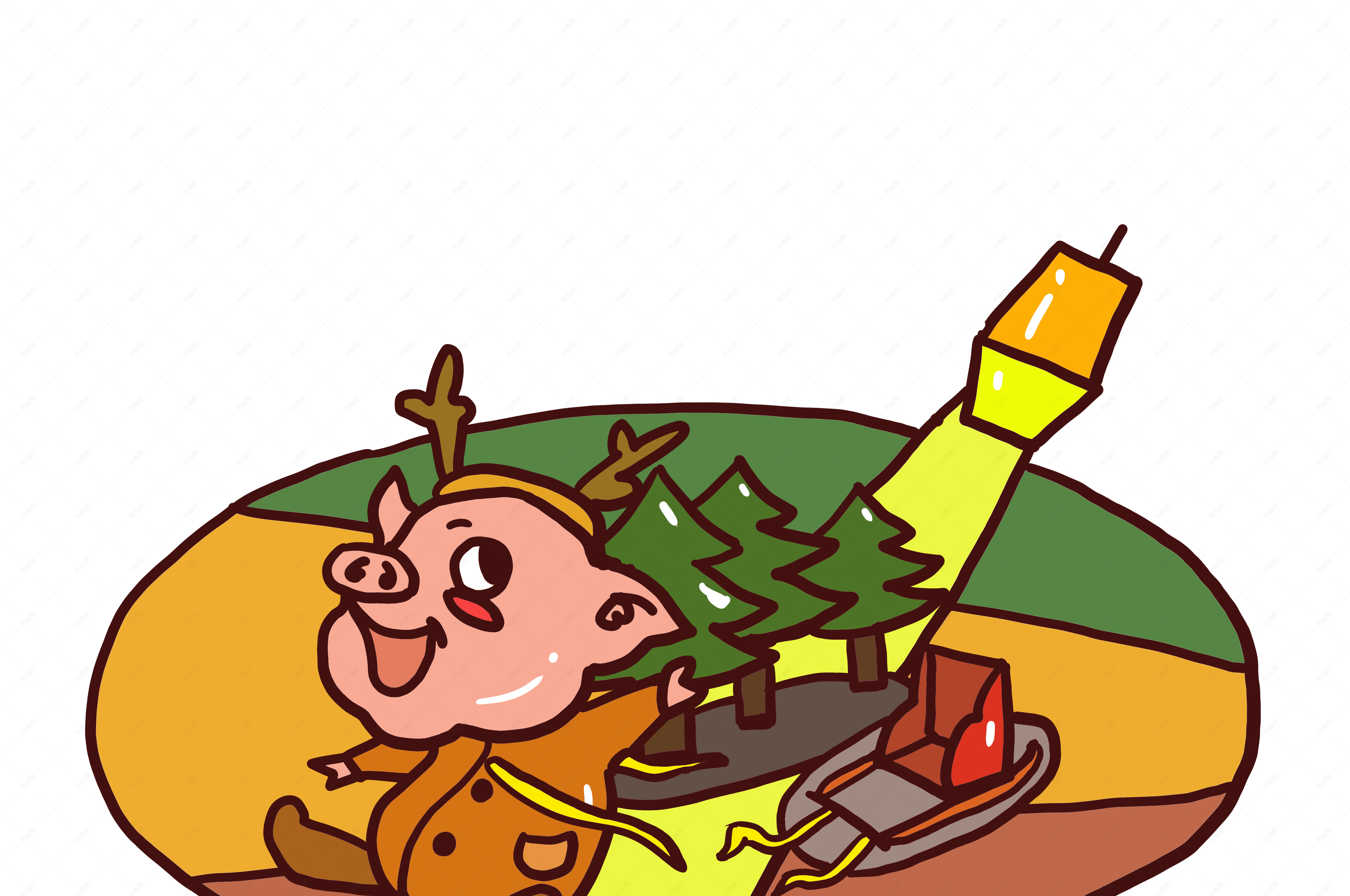 2019年金猪圣诞小猪png插图