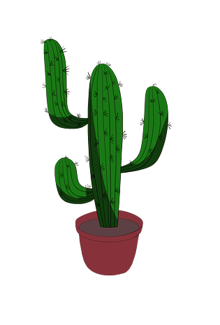 原创时尚唯美手绘小清新仙人掌插画