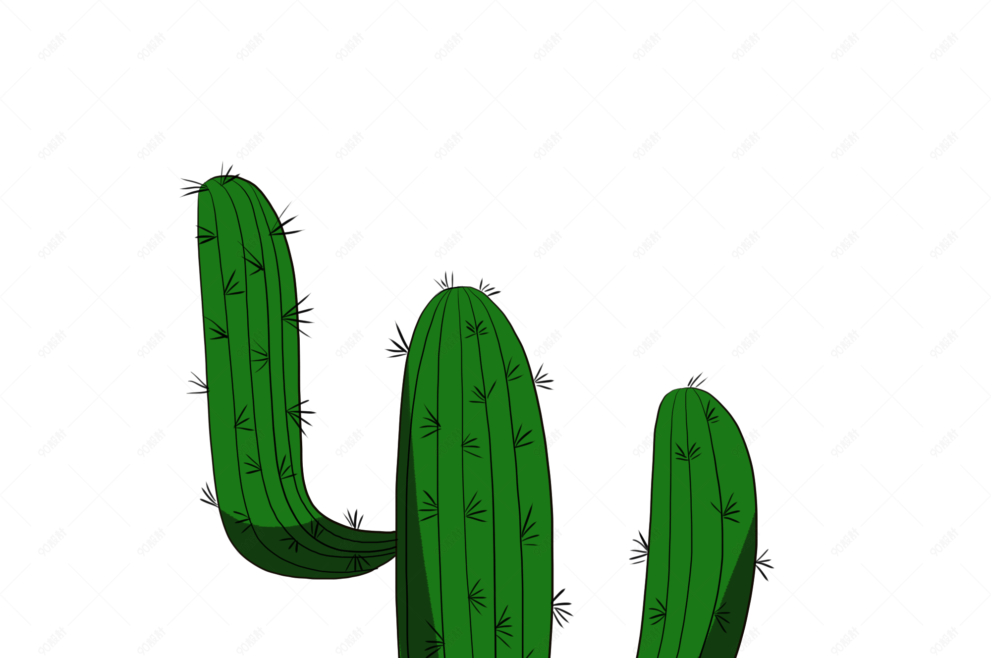 原创时尚唯美手绘小清新仙人掌插画