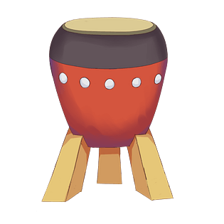 手绘一支喜庆鼓插画