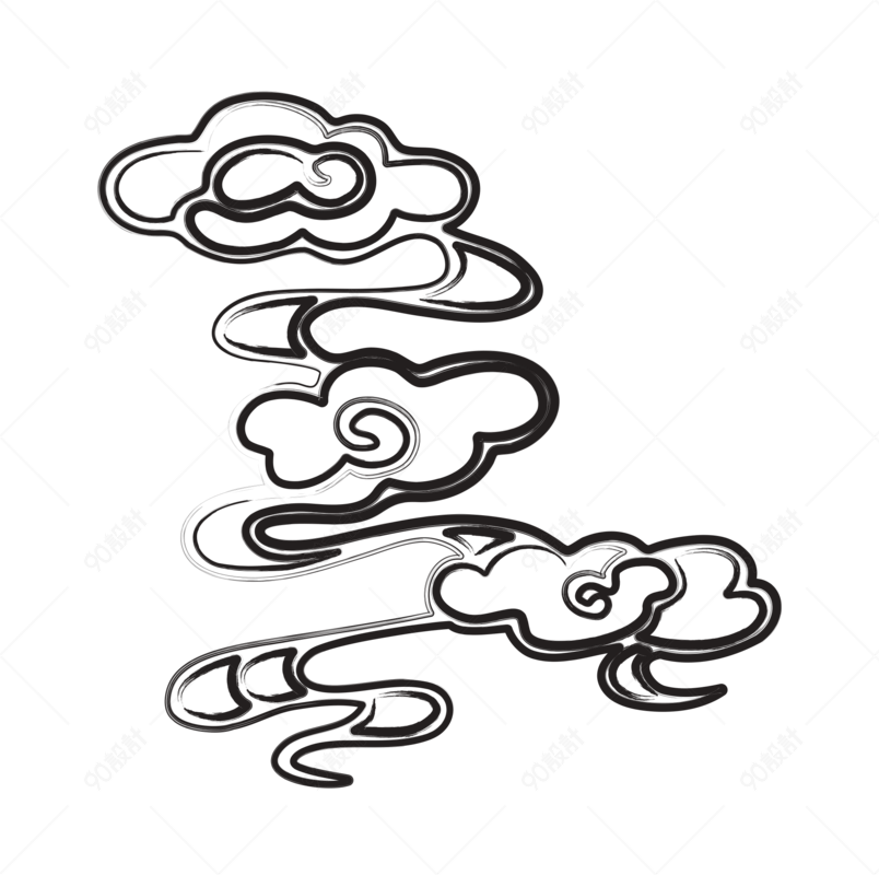 简约中国风水墨祥云云纹矢量装饰元素
