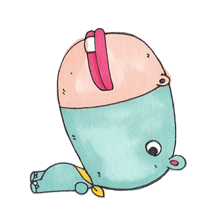 卡通趴着的小河马