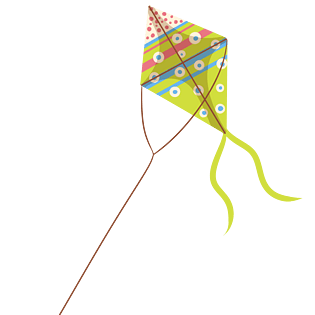 绿色童趣风筝插画