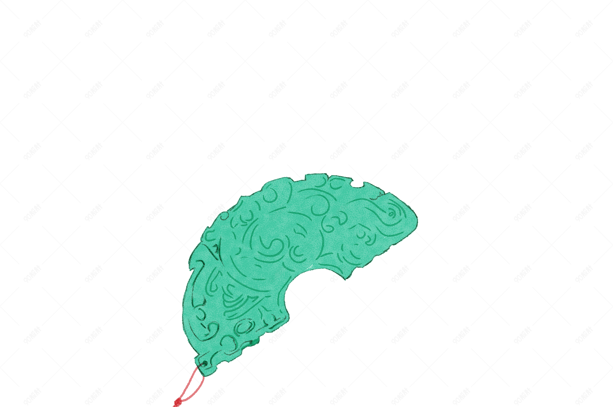 中国风半圆玉佩挂饰