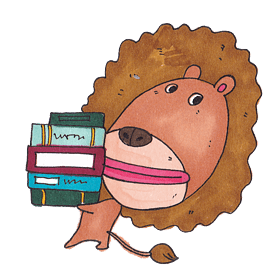 卡通抱着书籍的小狮子加入批量下载卡通线条书籍透明素材加入批量下载