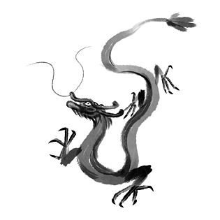 创意毛笔画黑色水墨装饰图案