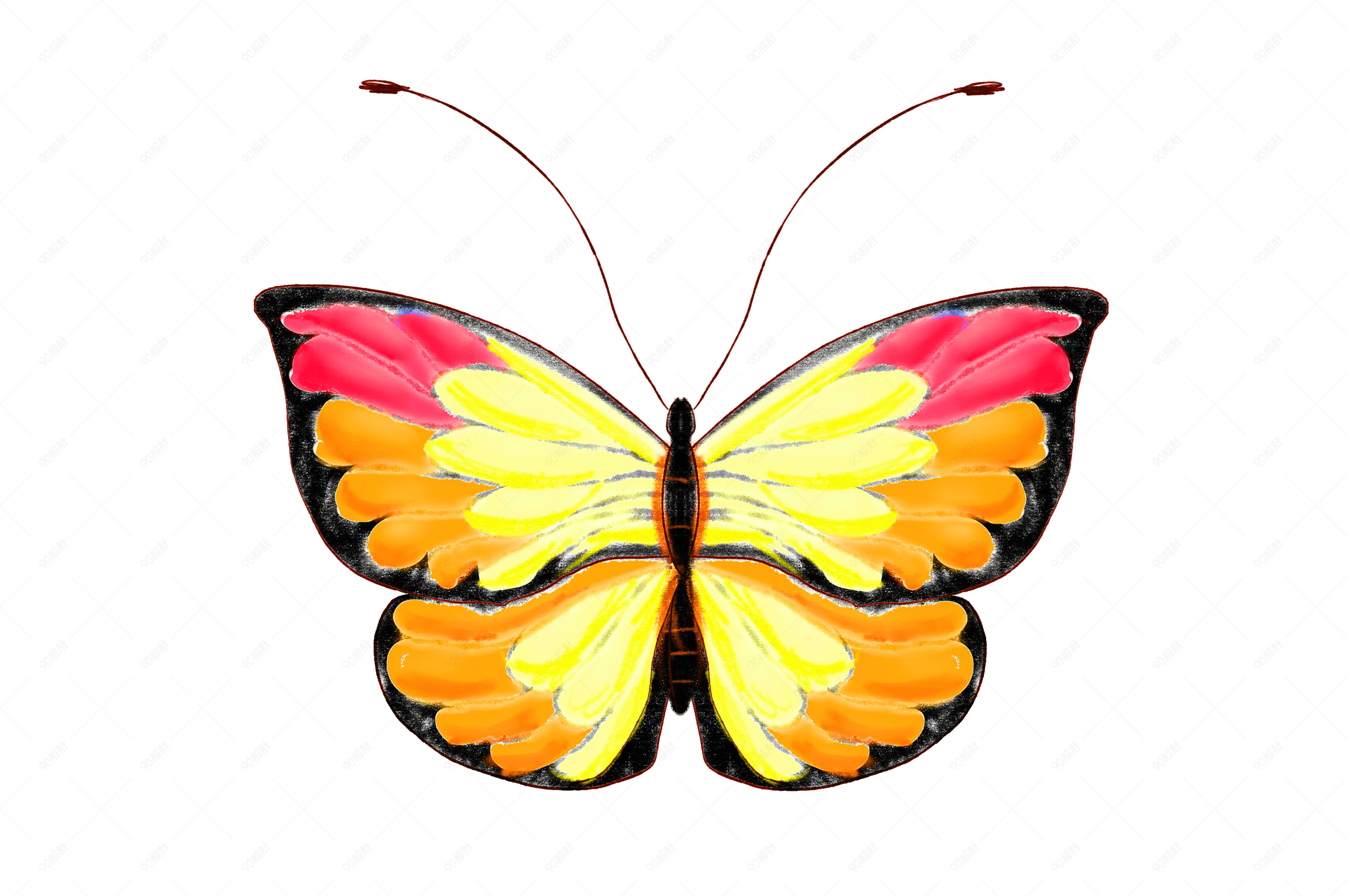 黄色唯美蝴蝶插画