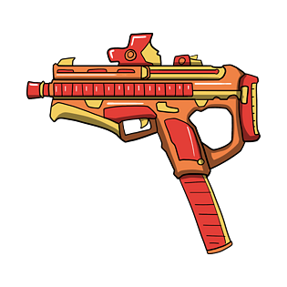 手绘红色冲锋枪插