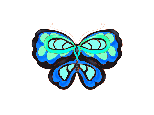 手绘卡通蓝色水彩蝴蝶