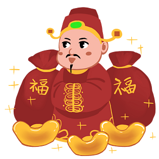 贺新年财神爷插画pngpsd2000*2000猪年卡通手绘二战猪士兵pngpsd2000*