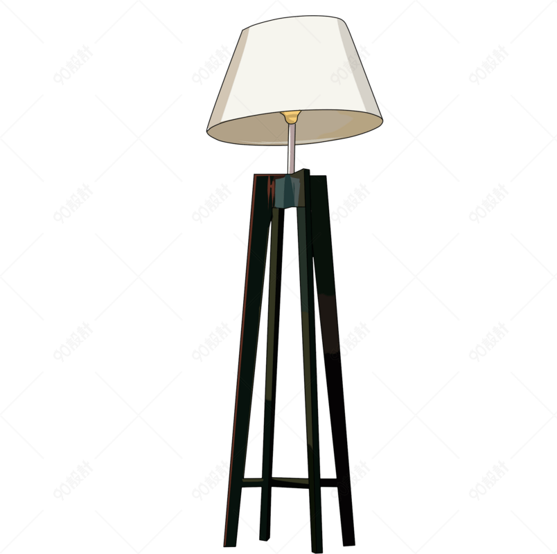 手绘白色落地灯插画
