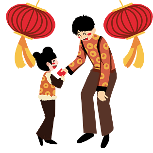 红色年年有余春节新年插画
