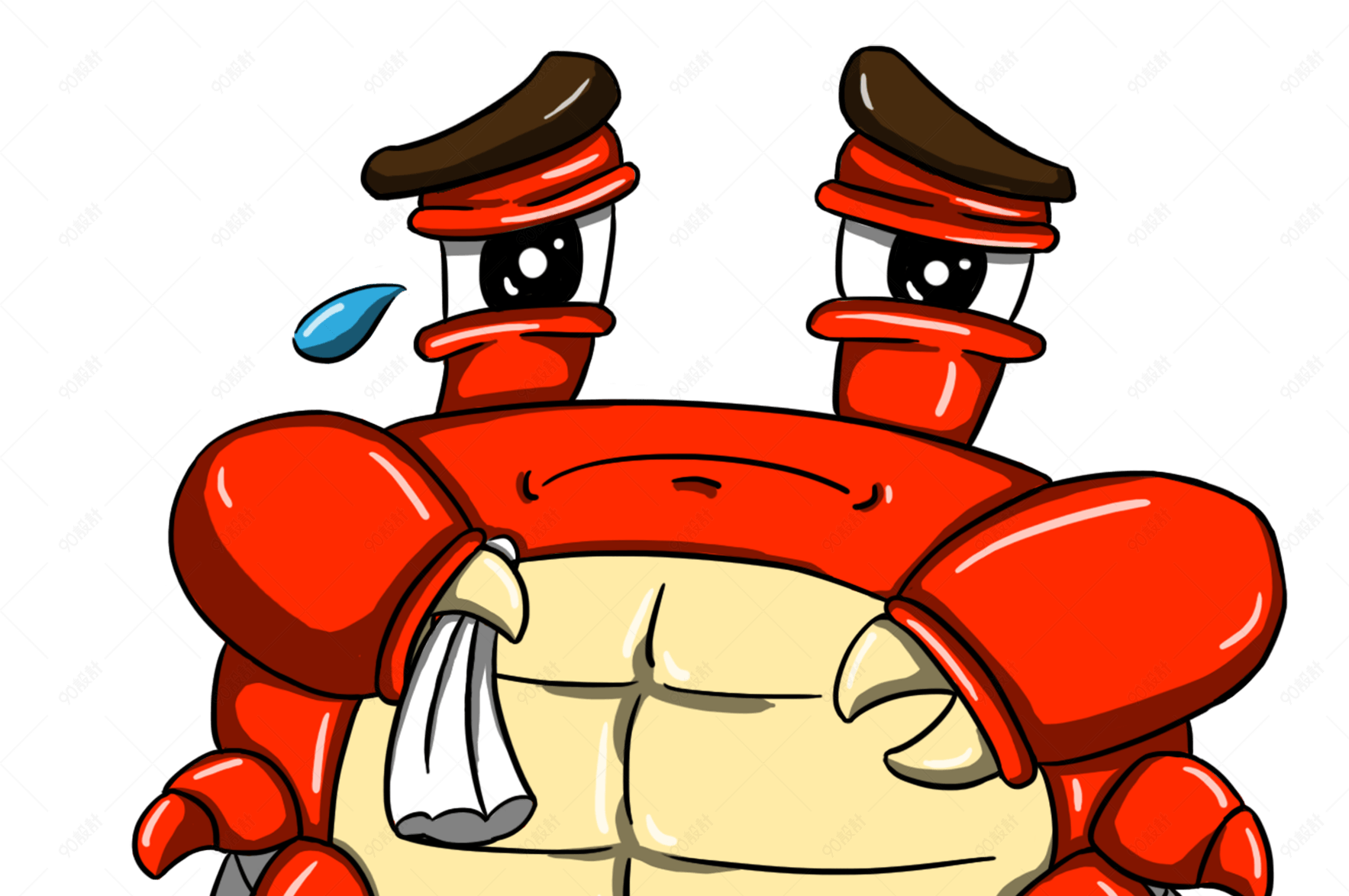 手绘红色的螃蟹插画