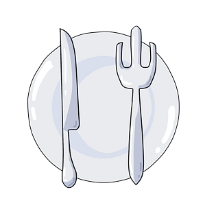 手绘卡通西餐餐具