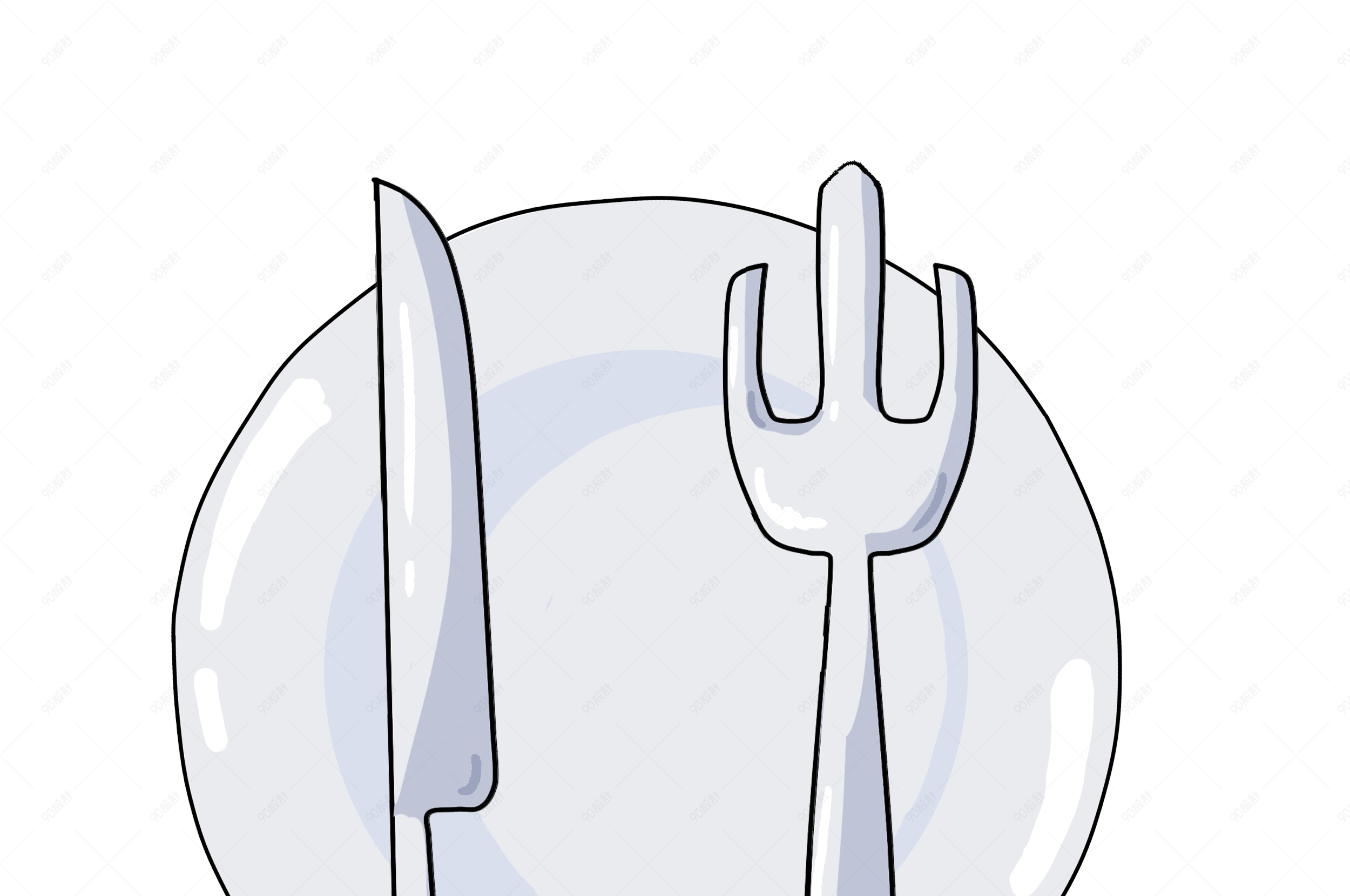 手绘卡通西餐餐具