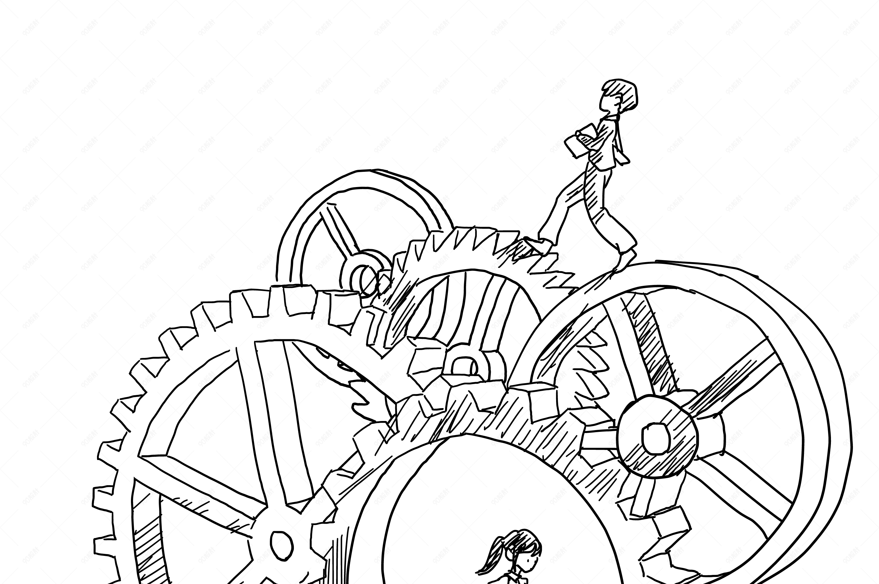 卡通扁平化手绘齿轮