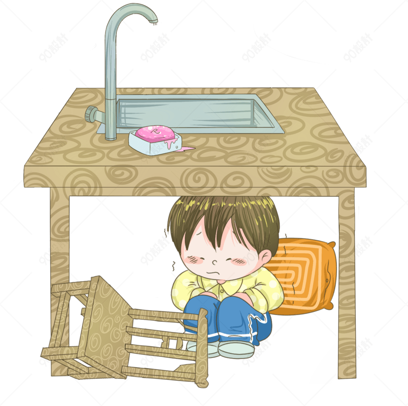 地震灾害卡通插画