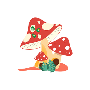 卡通鲜艳彩色蘑菇草丛素材pngpsd2000*2000蘑菇卡通免扣素材pngpsd