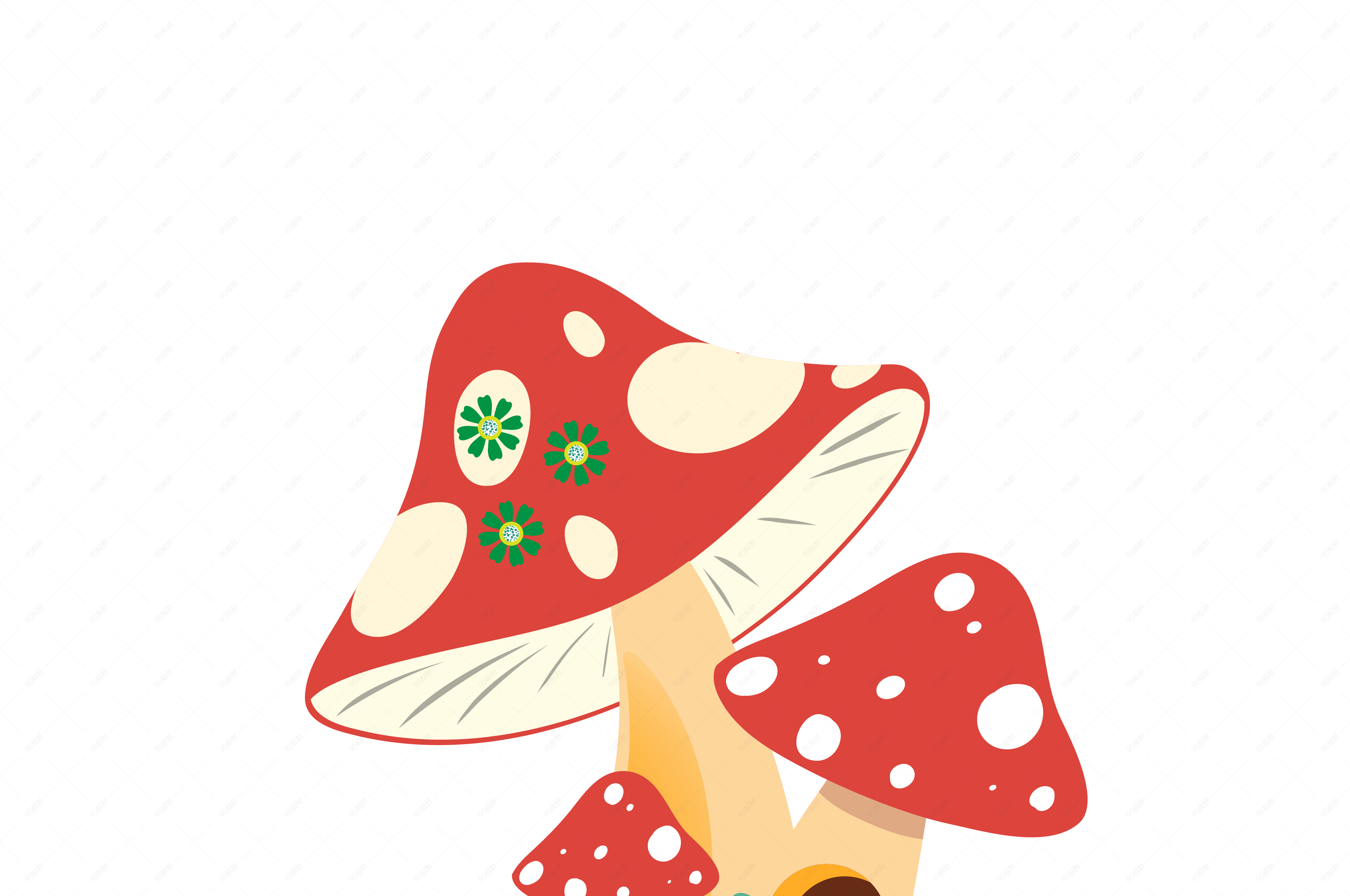 矢量手绘卡通蘑菇