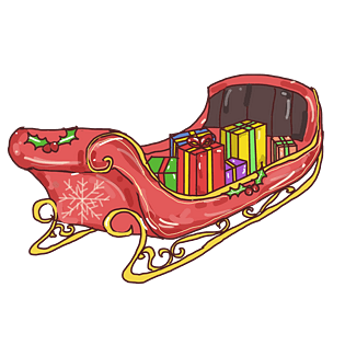 手绘圣诞节雪橇插画