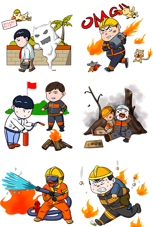 消防员灭火漫画图片