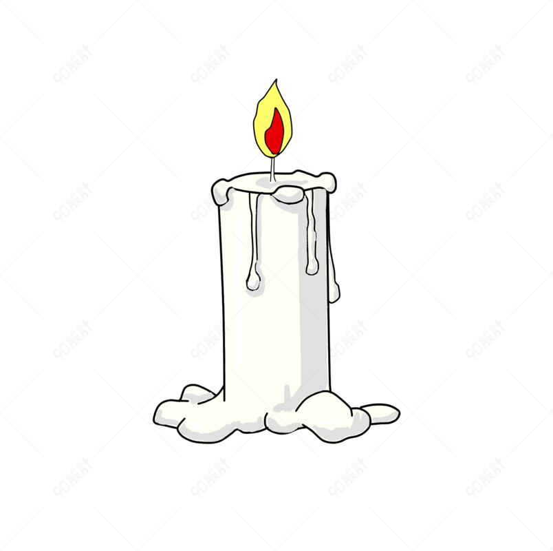 卡通手绘祭祖白色蜡烛