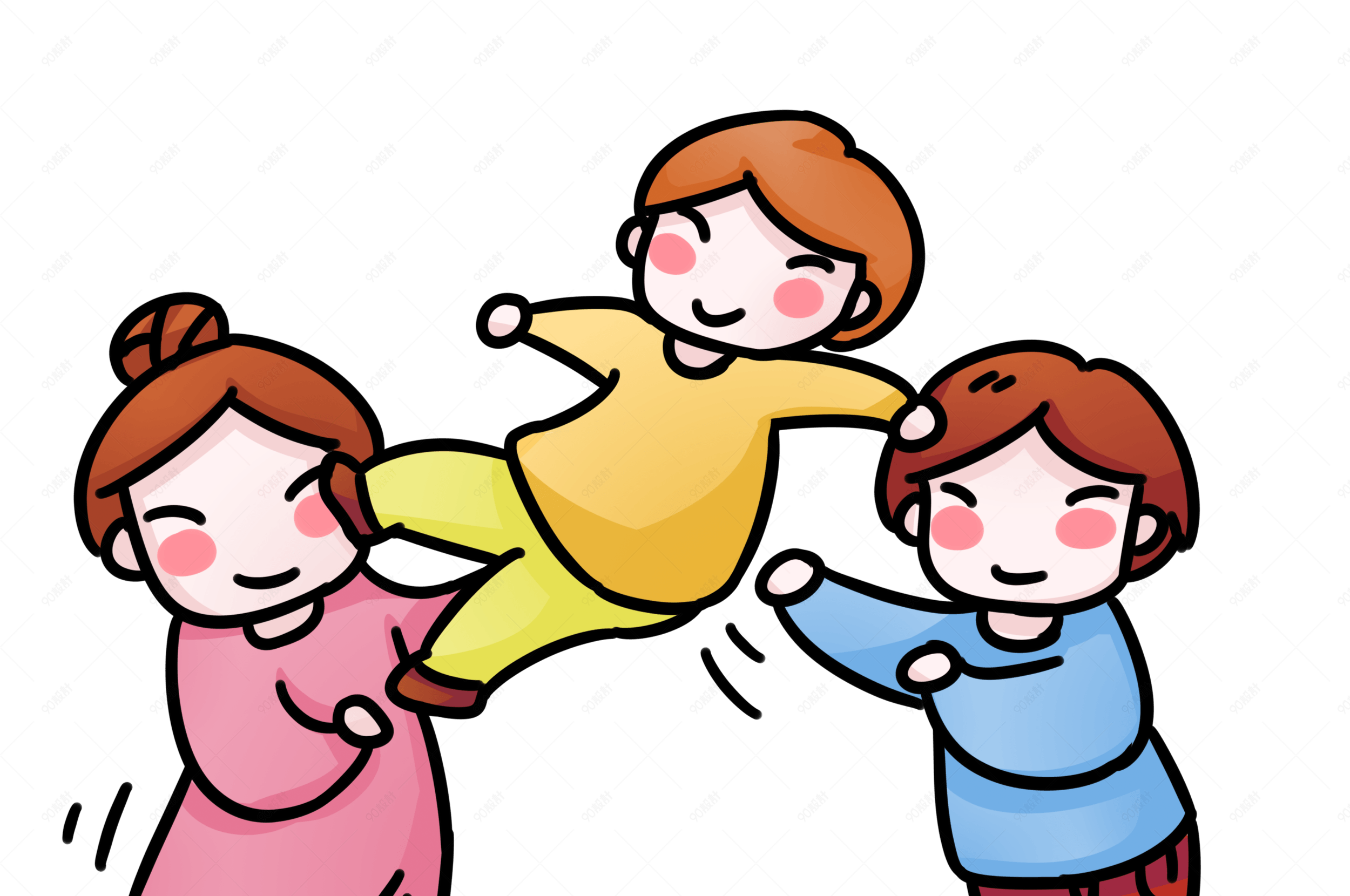 手绘玩耍的一家人插画