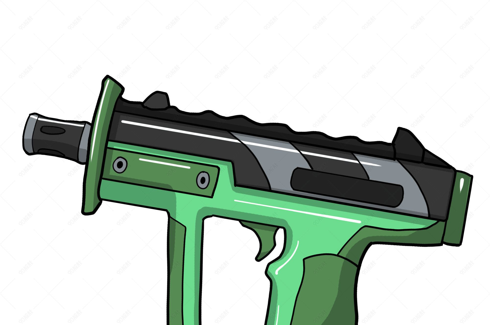 绿色的卡通手枪插画