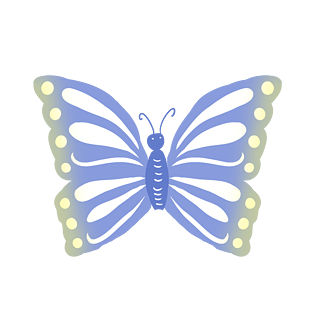 蓝色的蝴蝶手绘插画