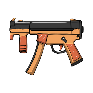 手绘黄色冲锋枪插画