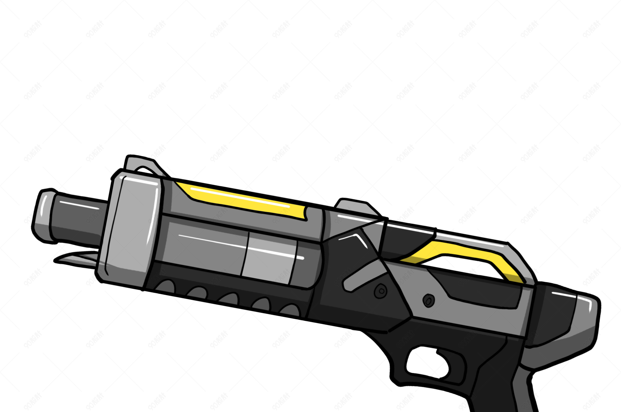 黑色的手枪卡通插画