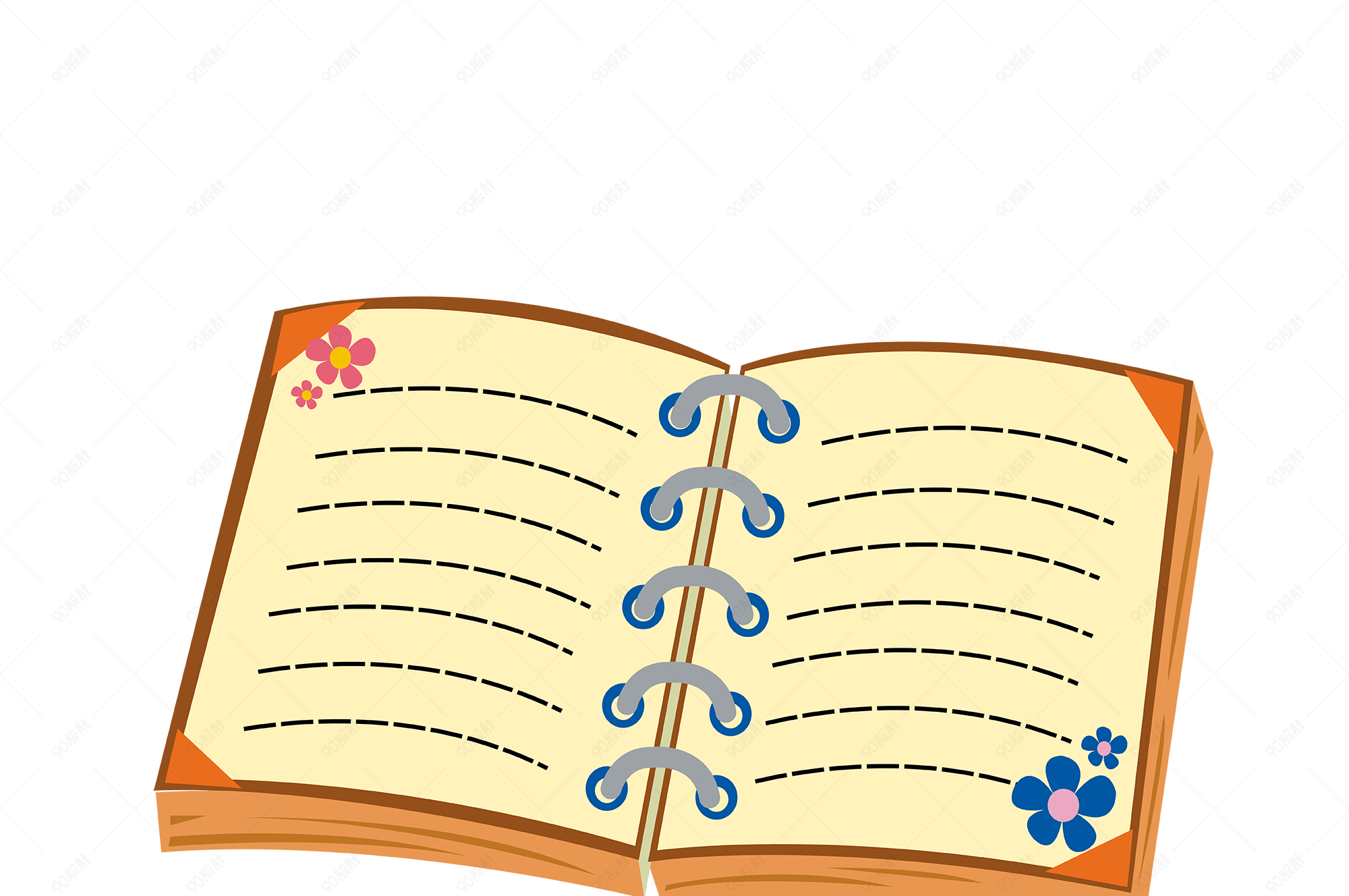 矢量可爱的卡通摊开的书本