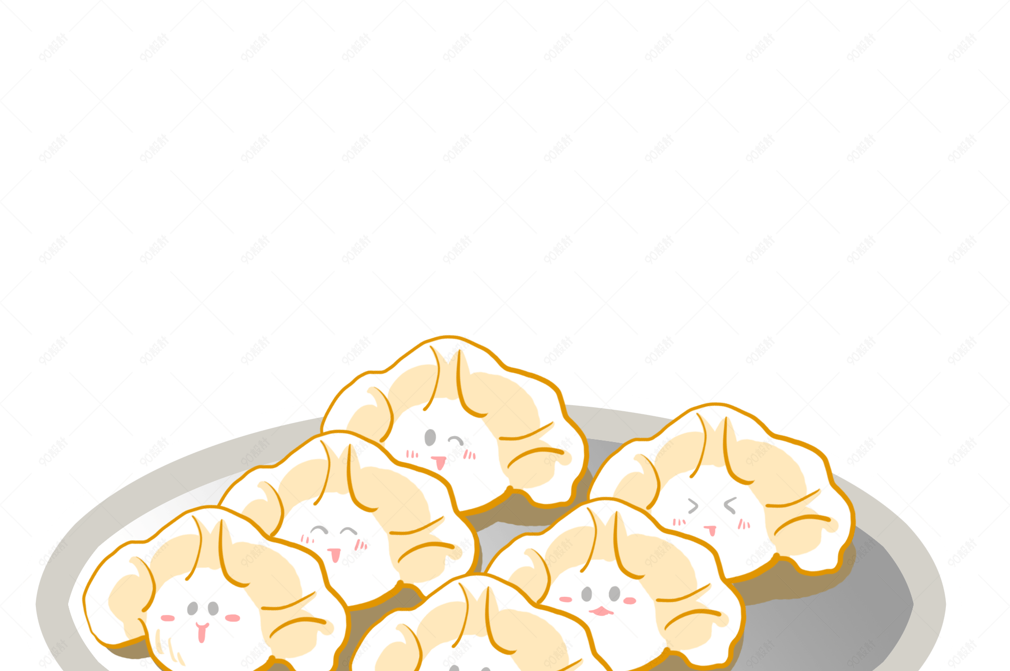 一盘可爱水饺插画【免抠元素png】-90设计网