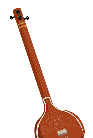 手绘木制三弦插画