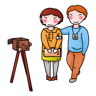 手绘一起留念的记者插画pngpsd2000*200090设计为您提供记者采访图片