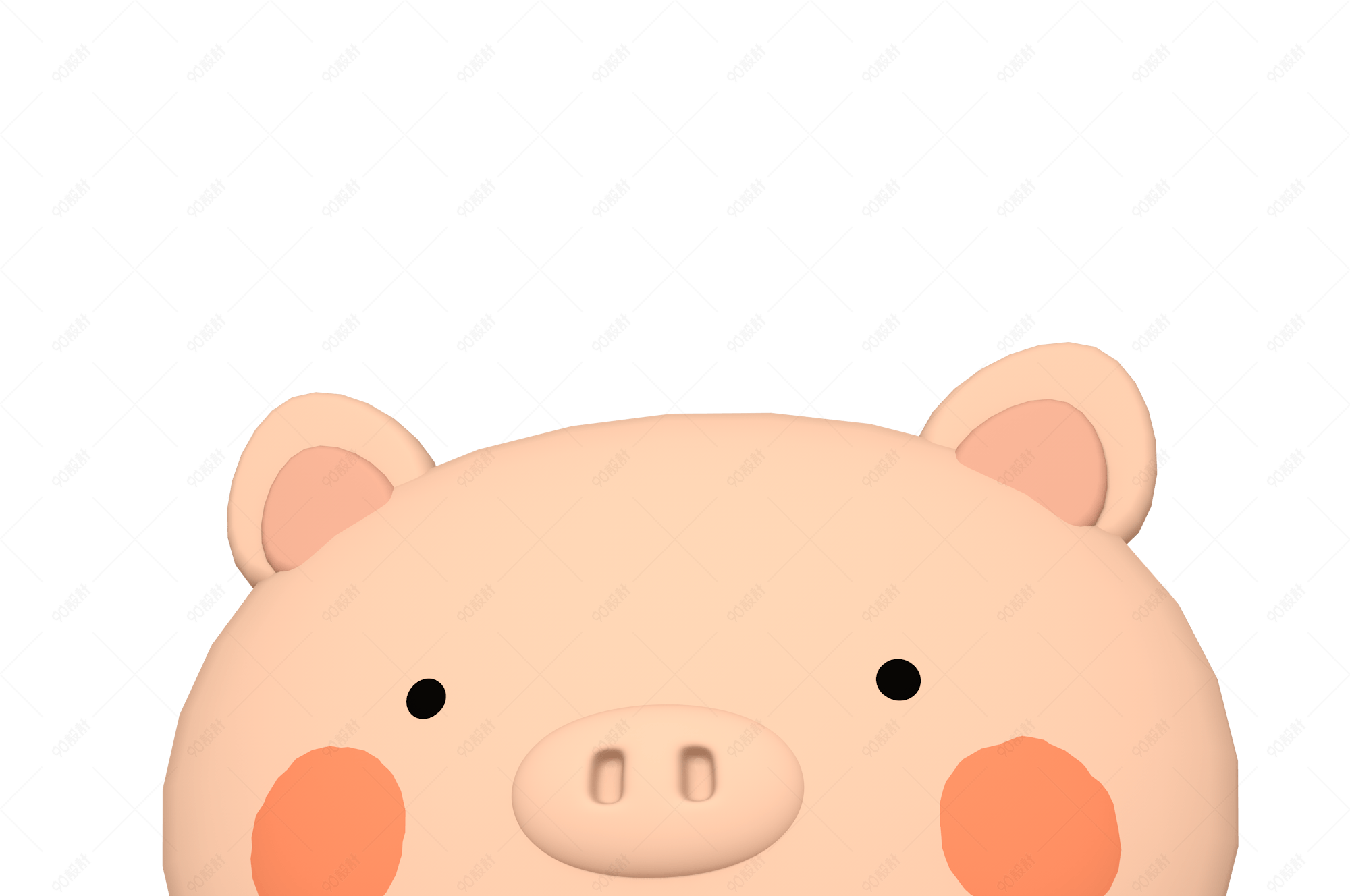 卡通小猪头像c4d