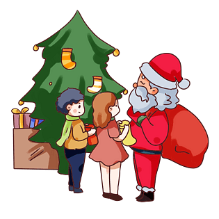 手绘卡通圣诞节圣诞老人送礼物