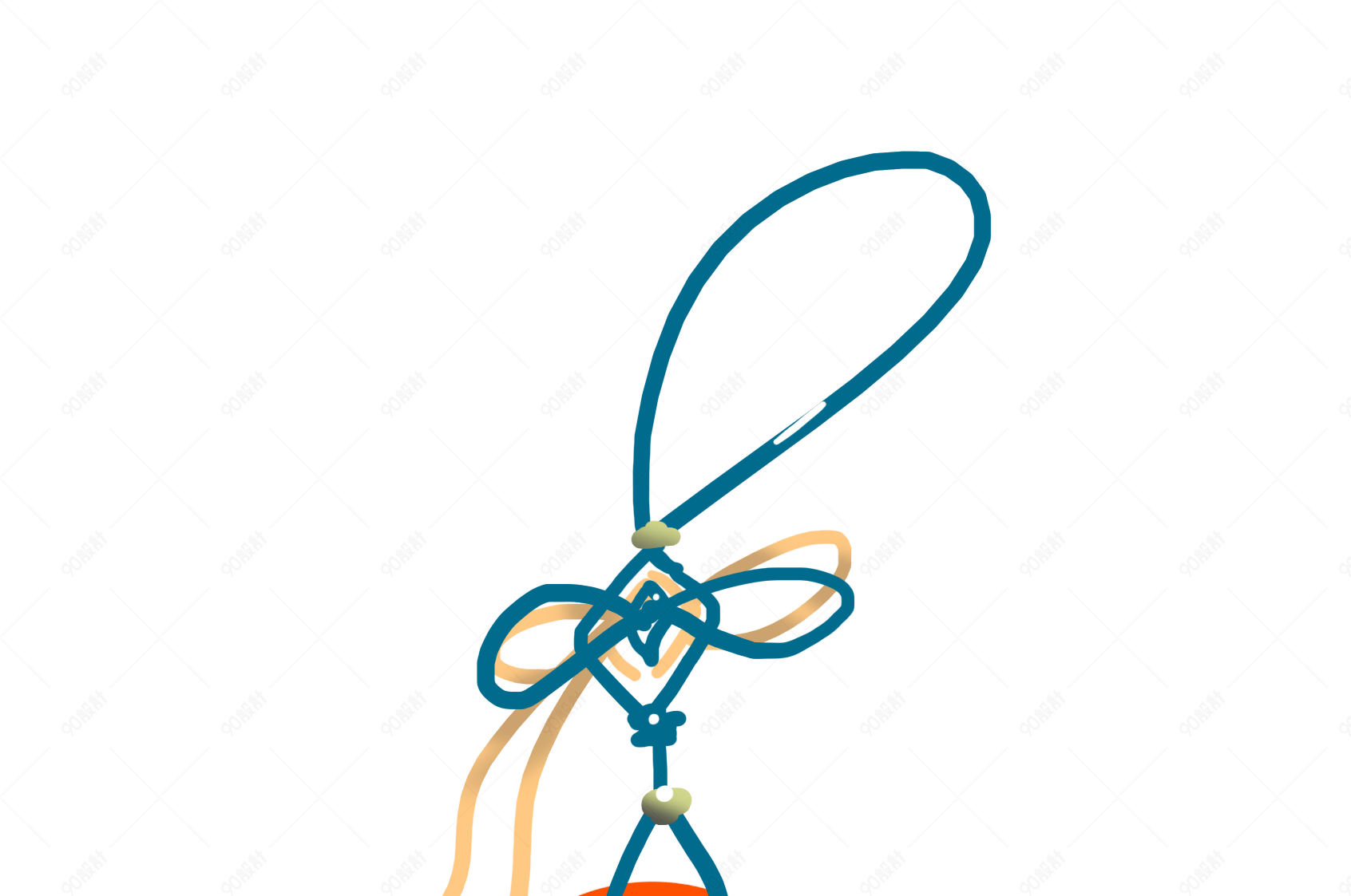 手绘灯笼造型玉佩插画