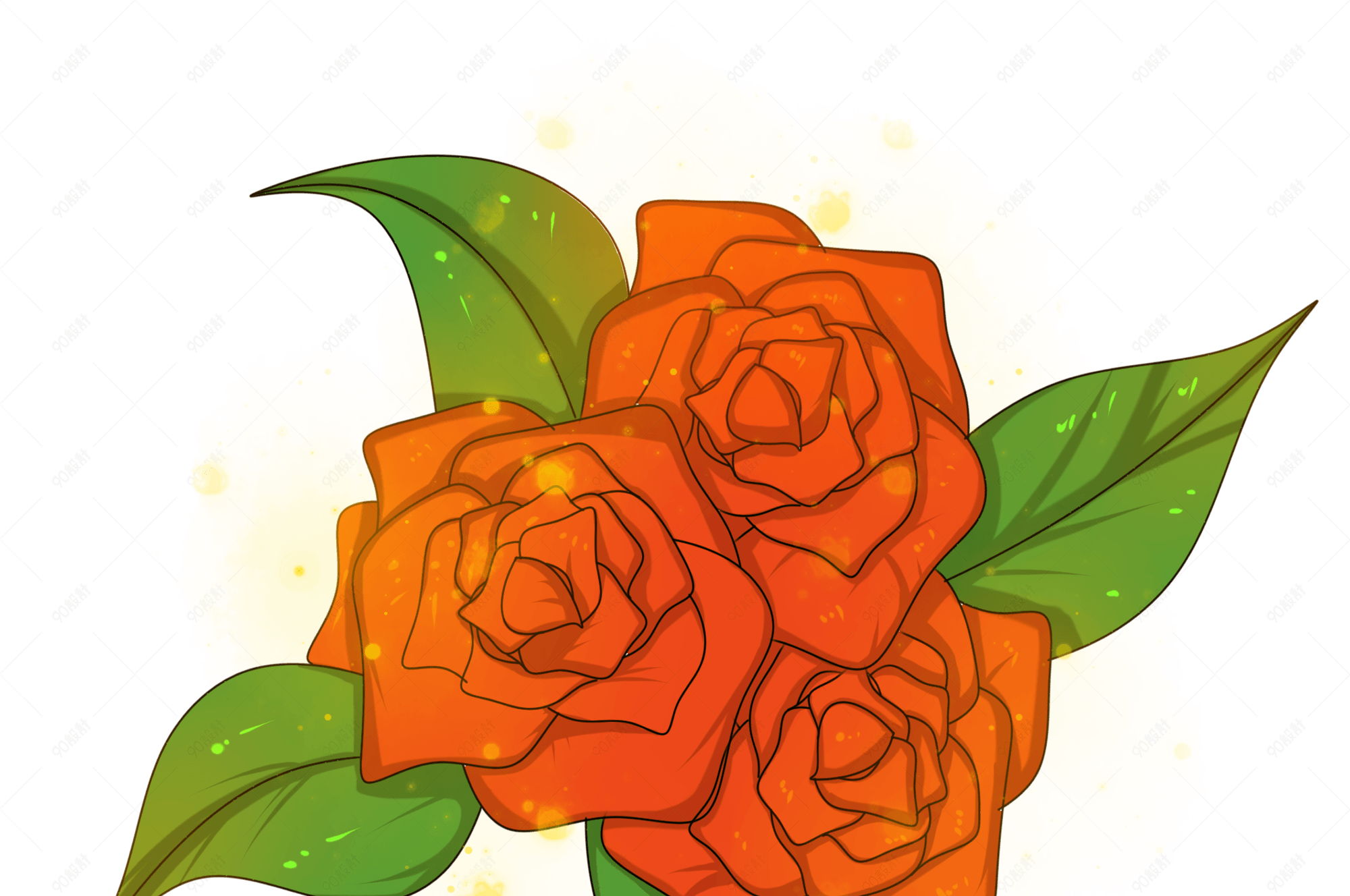 漂亮的玫瑰花插画装饰