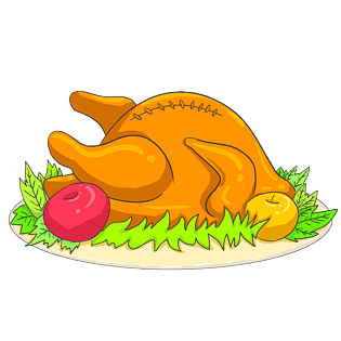 手绘感恩节烧鸡插画